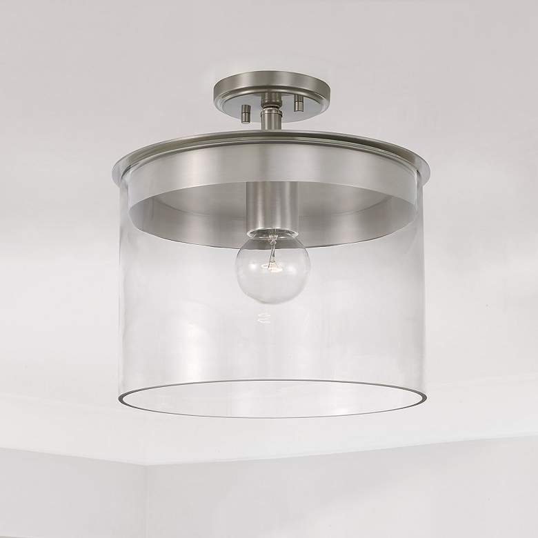 Image 1 HomePlace Lighting Mason 1 Light Semi-Flush Brushed Nickel
