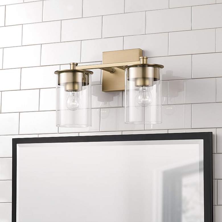 Image 1 HomePlace Lighting Mason 2 Light Vanity Aged Brass