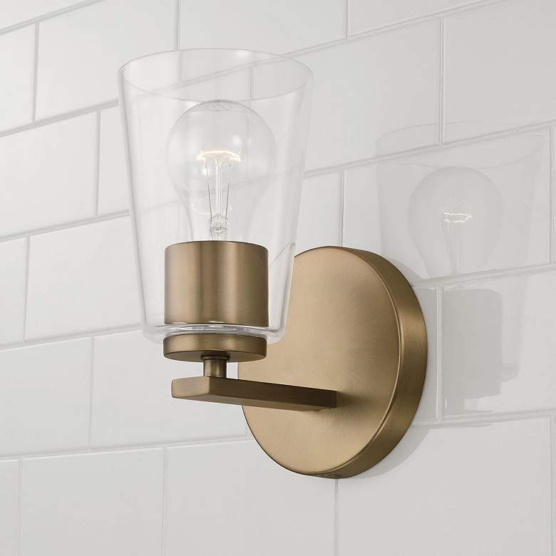 Image 1 HomePlace Lighting Portman 1 Light Sconce Aged Brass