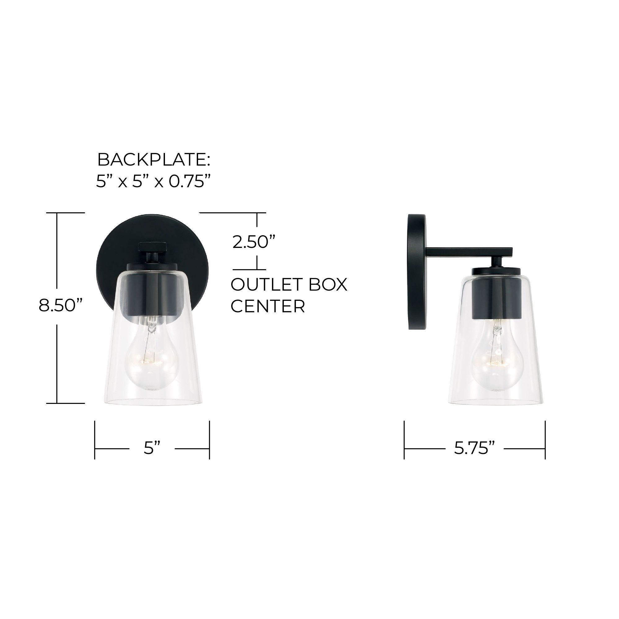Image 6 HomePlace Lighting Portman 1 Light Sconce Matte Black more views