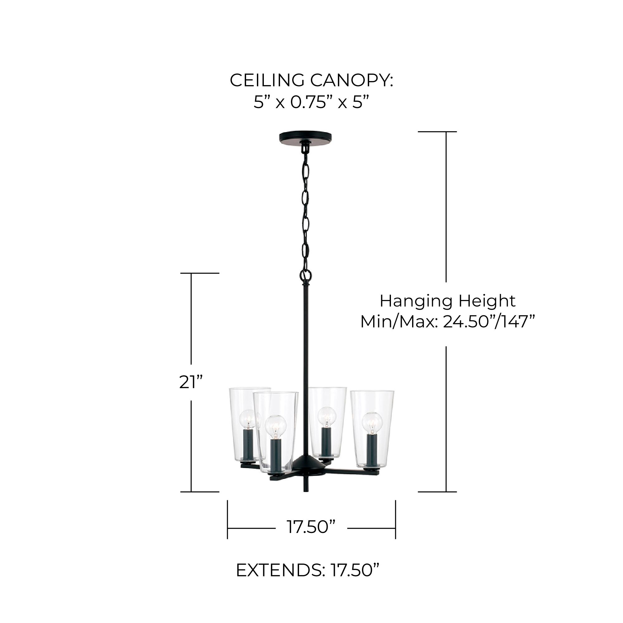 Image 5 HomePlace Lighting Portman 4 Light Pendant 17.5" Matte Black more views