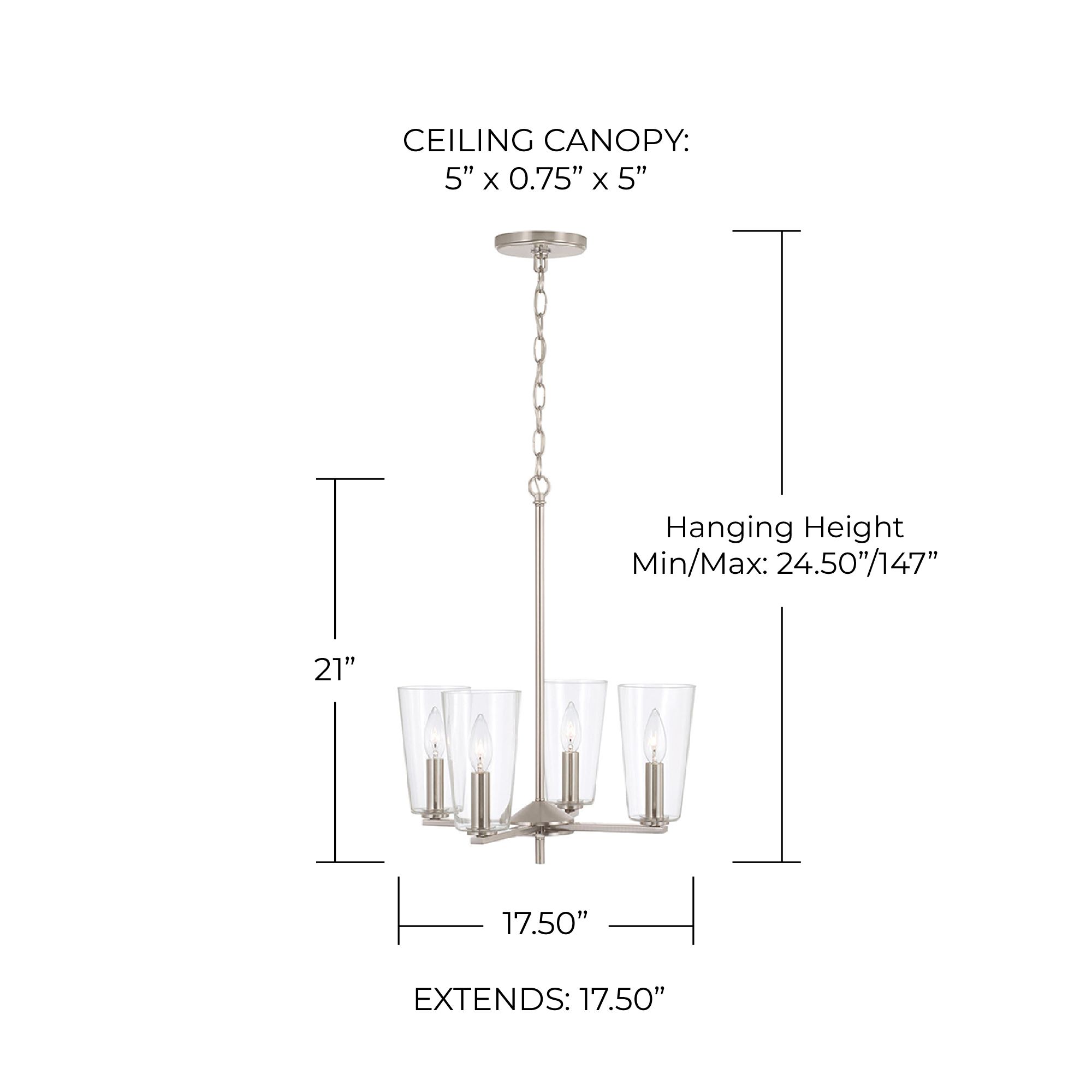 Image 6 HomePlace Lighting Portman 4 Light Pendant Brushed Nickel more views