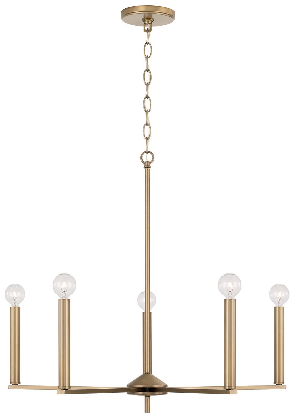 HomePlace Lighting Portman 5 Light Chandelier 27.75" Aged Brass