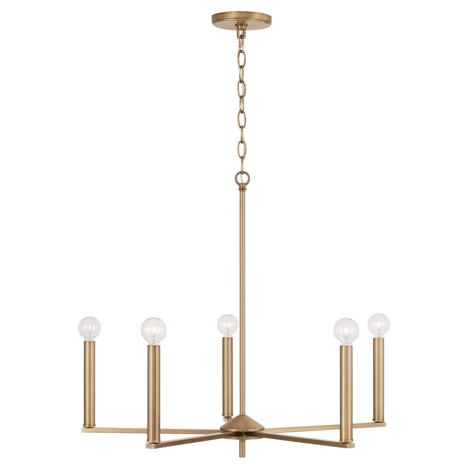 Image 4 HomePlace Lighting Portman 5 Light Chandelier 27.75" Aged Brass more views