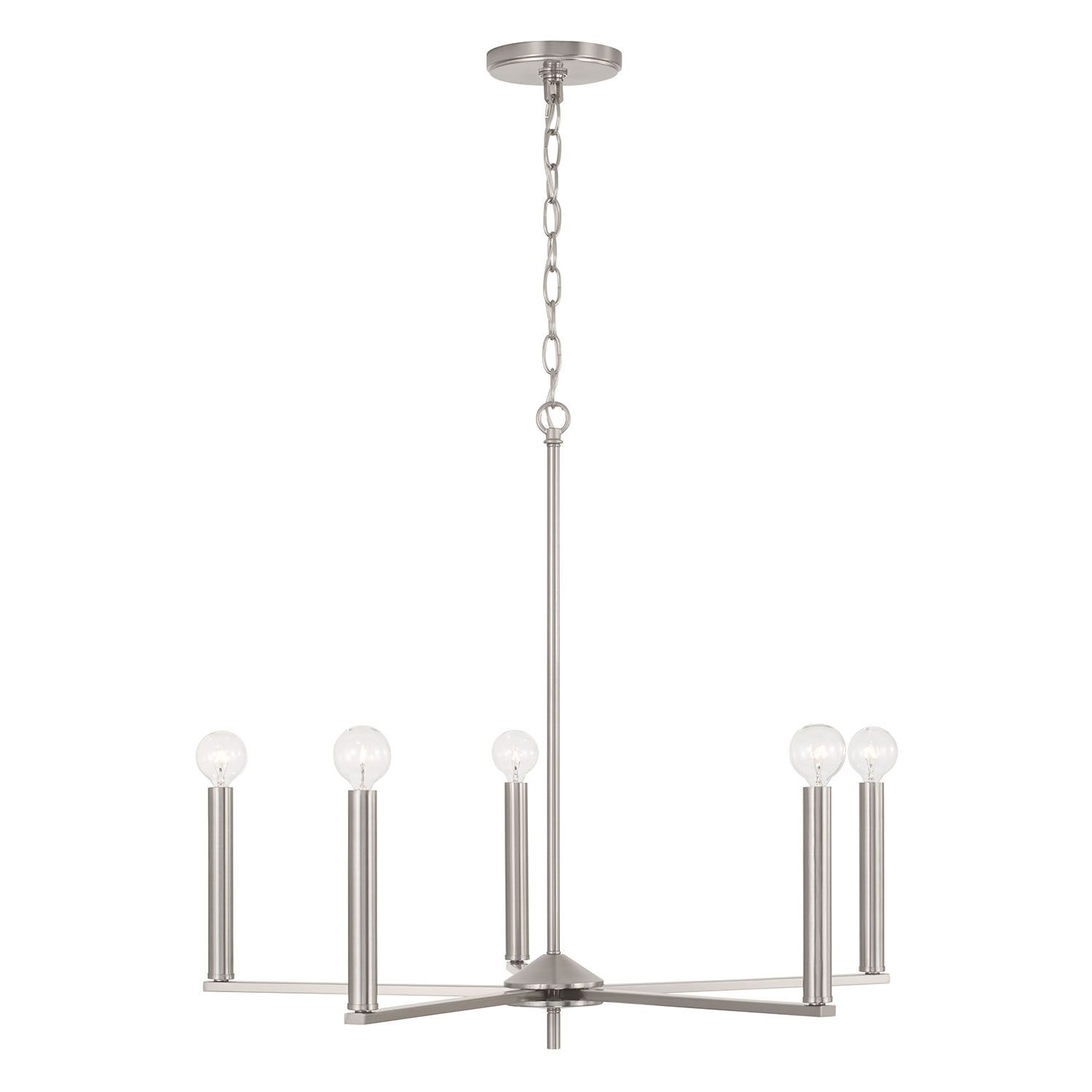 Image 4 HomePlace Lighting Portman 5 Light Chandelier 27.75" Brushed Nickel more views