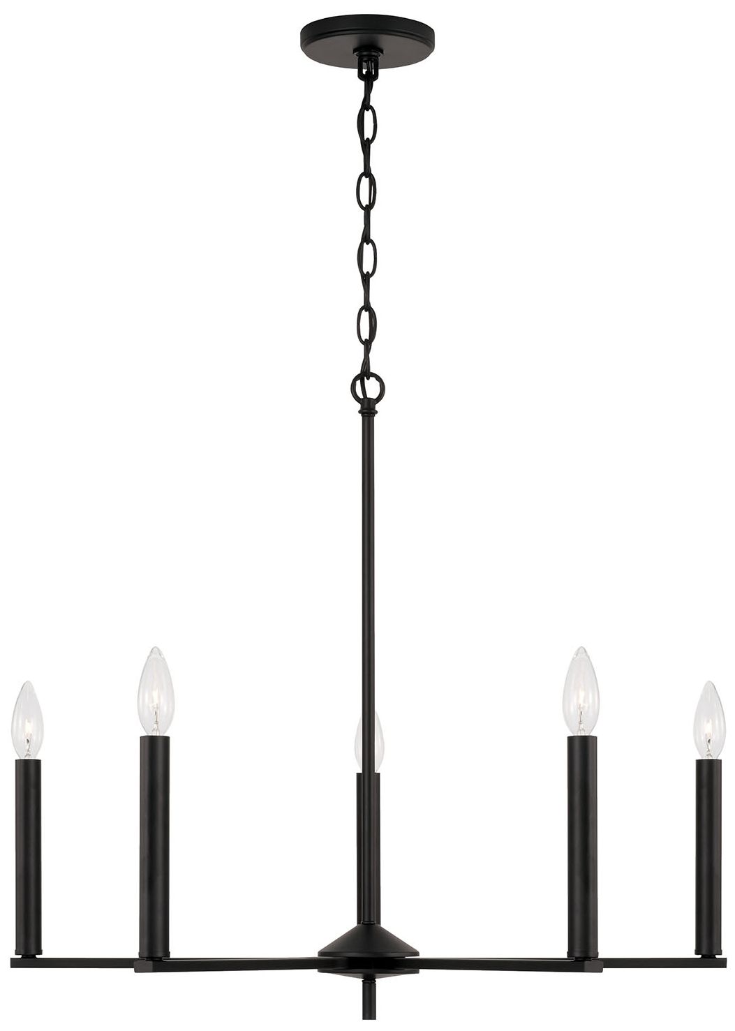 Image 2 HomePlace Lighting Portman 5 Light Chandelier 27.75" Matte Black