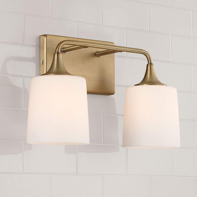 Image 1 HomePlace Lighting Presley 2 Light Vanity Aged Brass