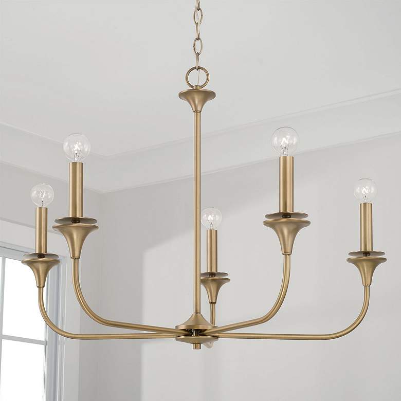 Image 1 HomePlace Lighting Presley 5 Light Chandelier Aged Brass