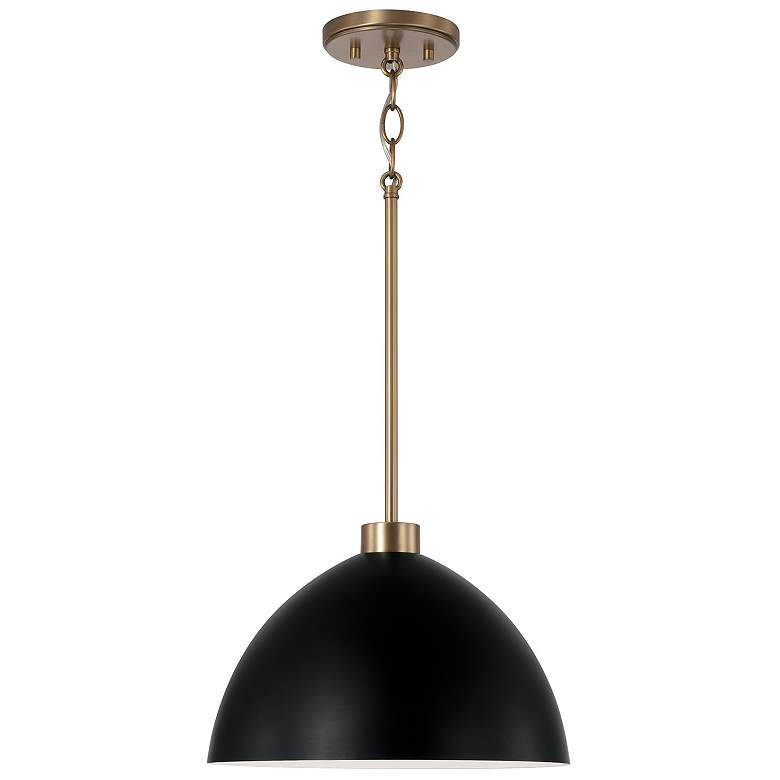 Image 1 HomePlace Lighting Ross 1 Light Pendant Aged Brass and Black