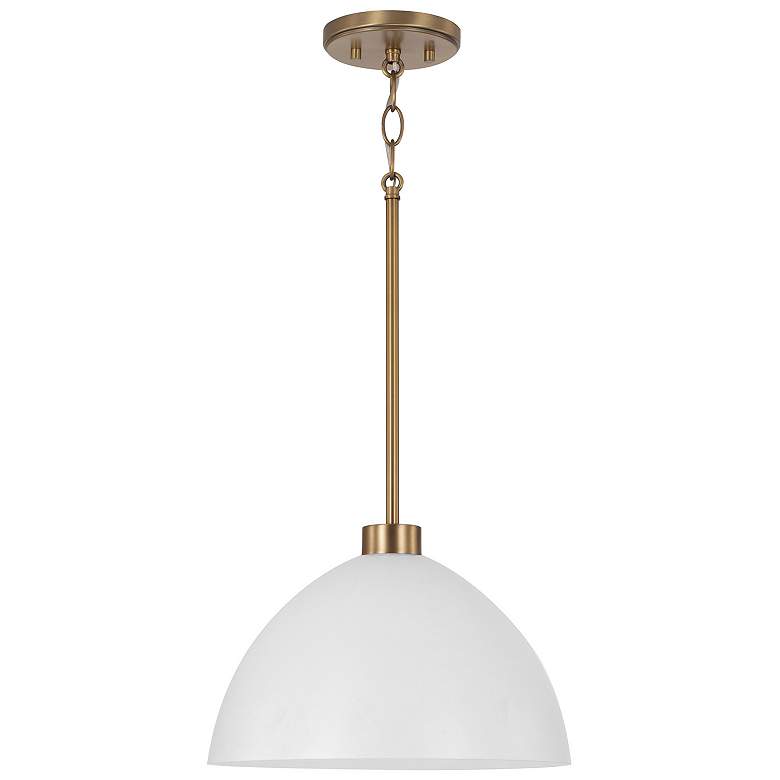 Image 1 HomePlace Lighting Ross 1 Light Pendant Aged Brass and White