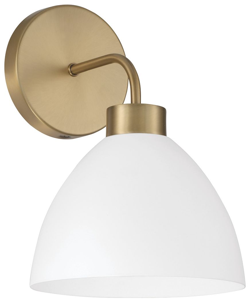 HomePlace Lighting Ross 1 Light Sconce 7.5" Aged Brass and White