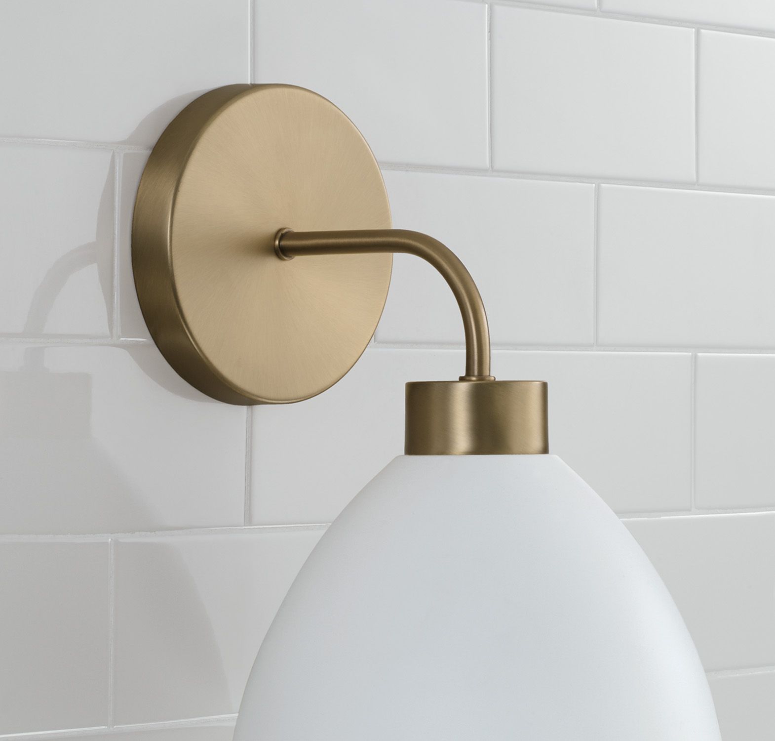 Image 3 HomePlace Lighting Ross 1 Light Sconce 7.5" Aged Brass and White more views