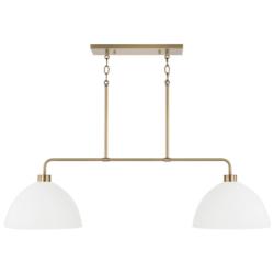 HomePlace Lighting Ross 2 Light Island Aged Brass and White