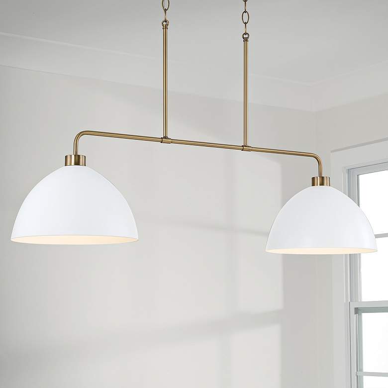 Image 1 HomePlace Lighting Ross 2 Light Island Aged Brass and White