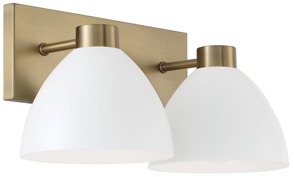 HomePlace Lighting Ross 2 Light Vanity 16.5" Aged Brass and White