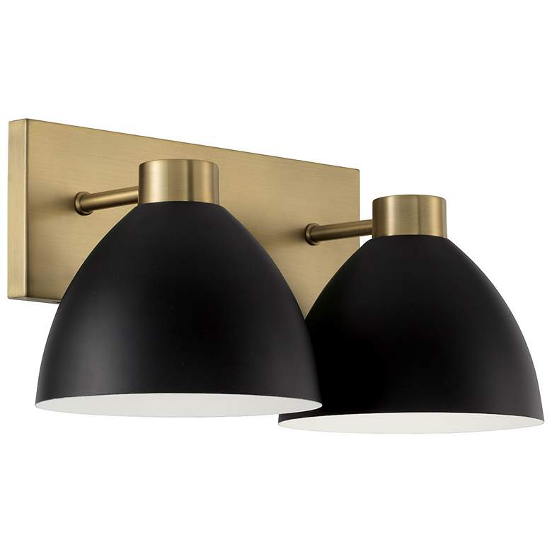 Image 1 HomePlace Lighting Ross 2 Light Vanity Aged Brass and Black