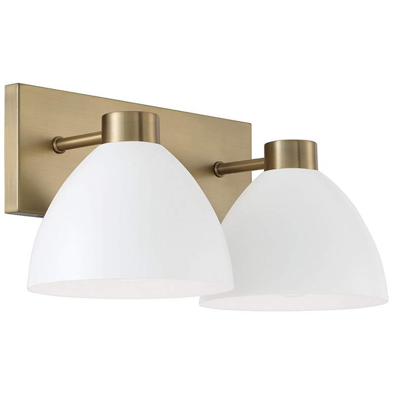 Image 1 HomePlace Lighting Ross 2 Light Vanity Aged Brass and White
