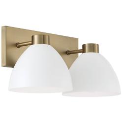 HomePlace Lighting Ross 2 Light Vanity Aged Brass and White