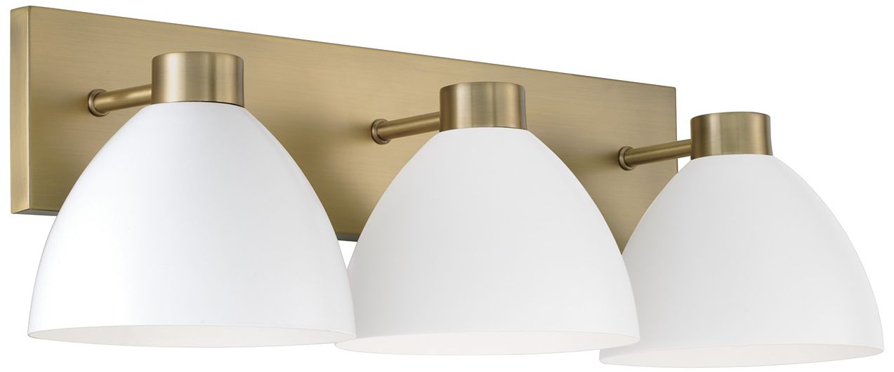 Image 2 HomePlace Lighting Ross 3 Light Vanity 25.25" Aged Brass and White