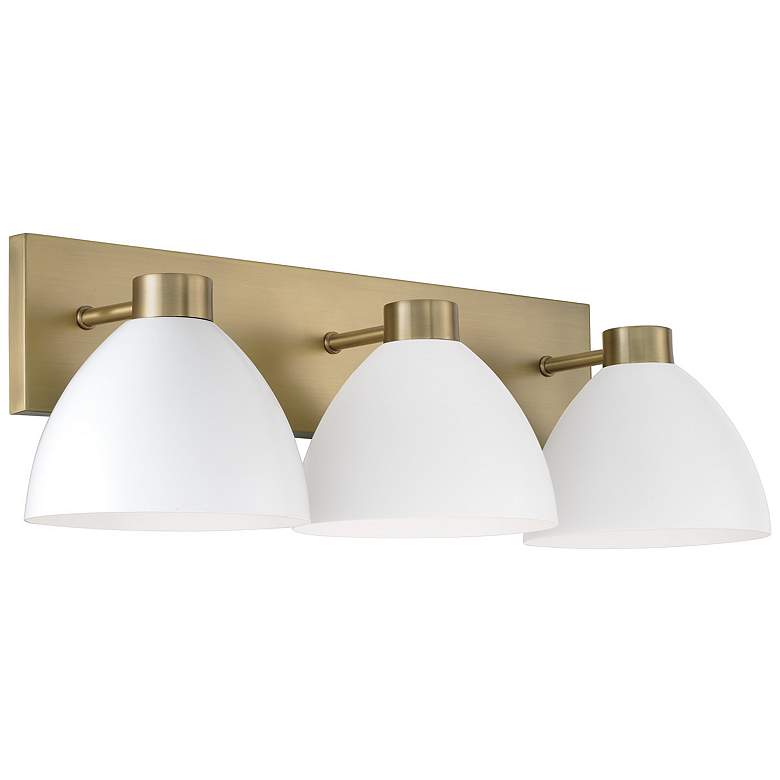 Image 1 HomePlace Lighting Ross 3 Light Vanity Aged Brass and White