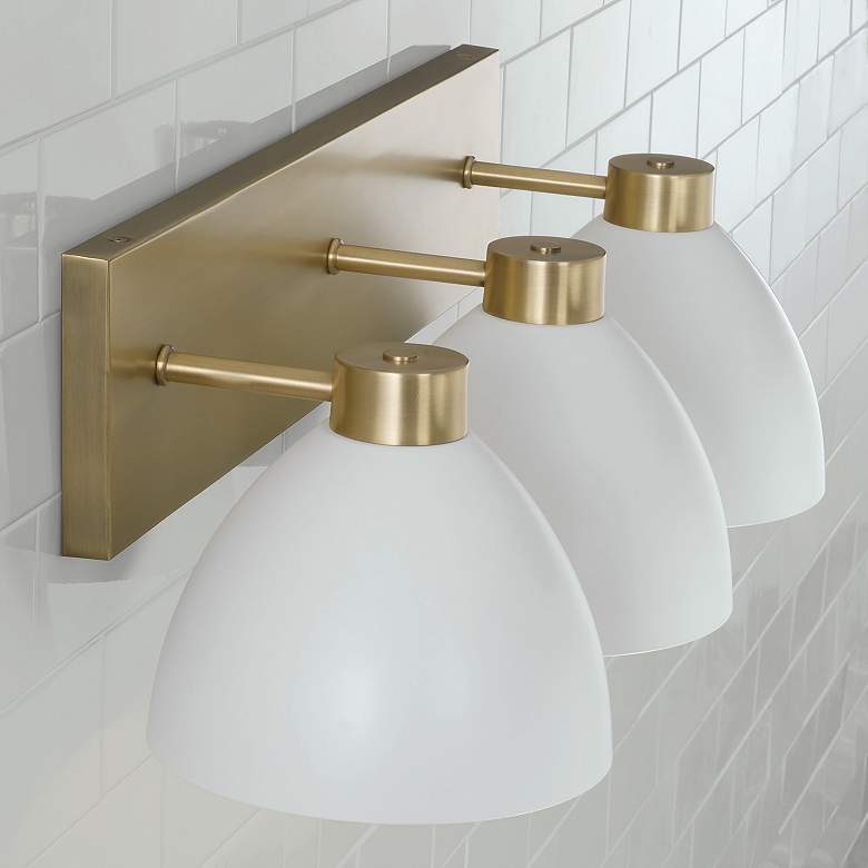 Image 3 HomePlace Lighting Ross 3 Light Vanity Aged Brass and White more views