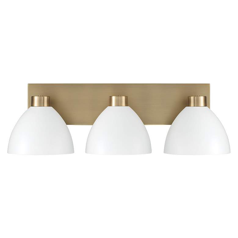 Image 4 HomePlace Lighting Ross 3 Light Vanity Aged Brass and White more views