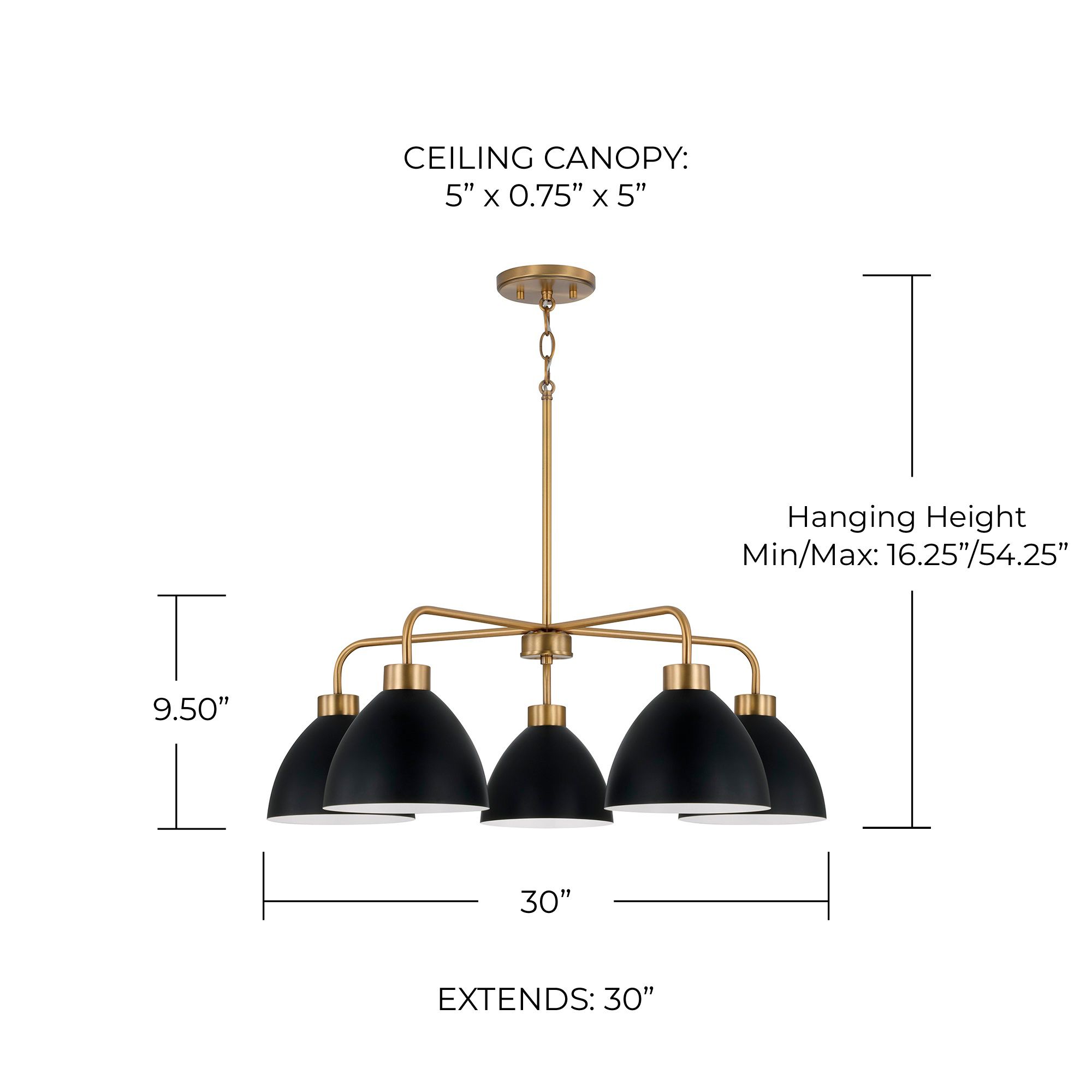 Image 5 HomePlace Lighting Ross 5 Light Chandelier 30" Aged Brass and Black more views