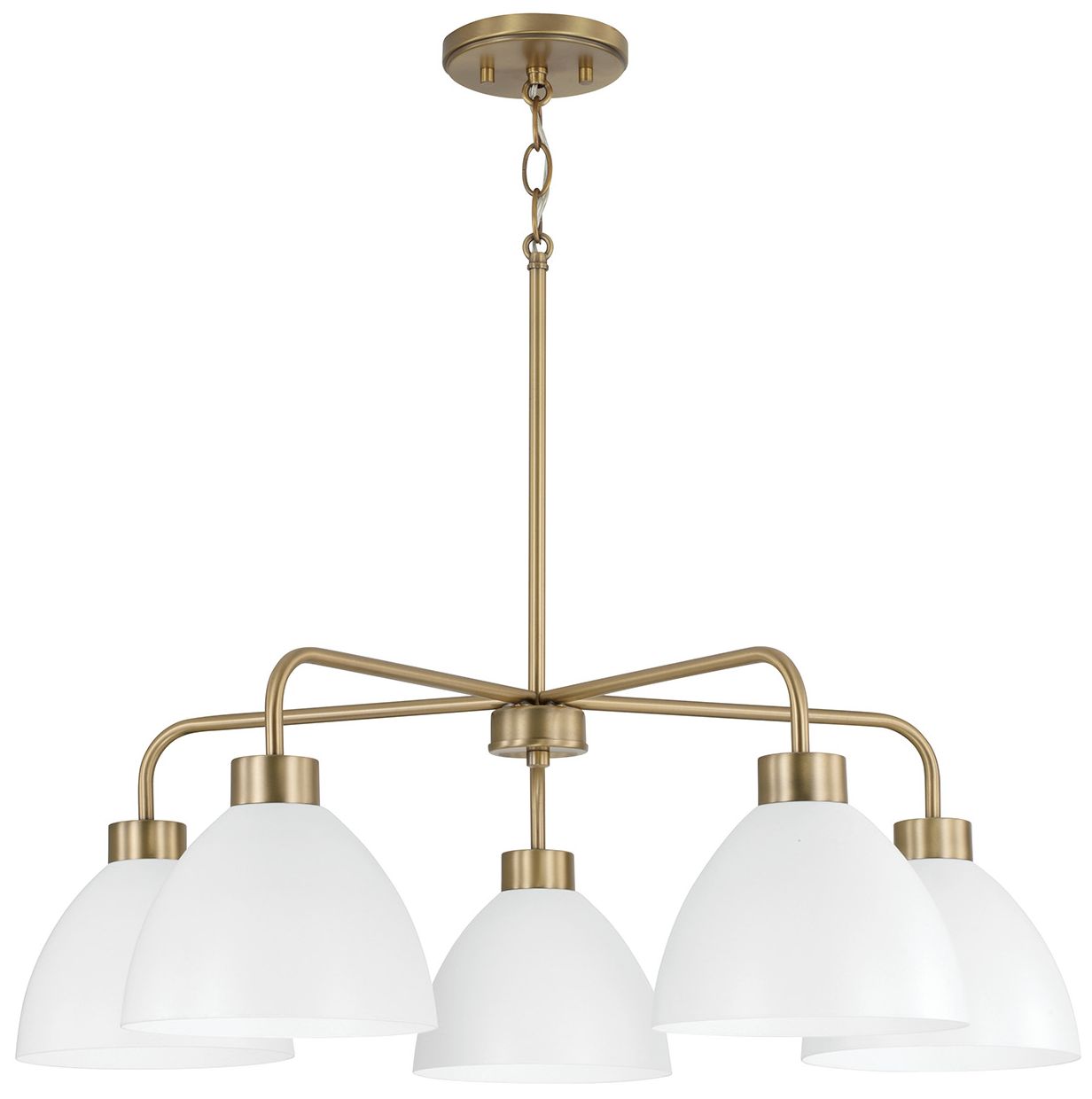 HomePlace Lighting Ross 5 Light Chandelier 30" Aged Brass and White