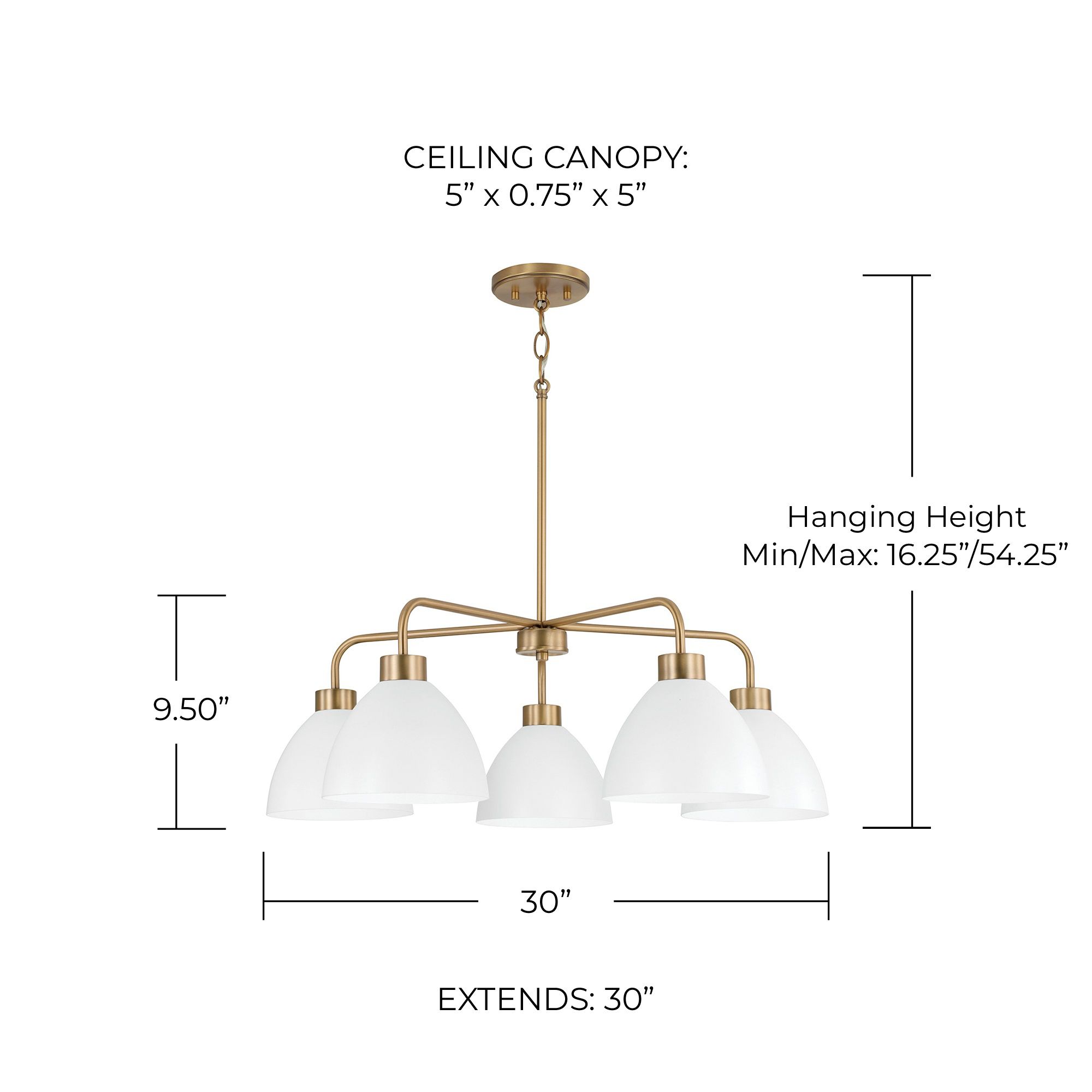 Image 5 HomePlace Lighting Ross 5 Light Chandelier 30" Aged Brass and White more views