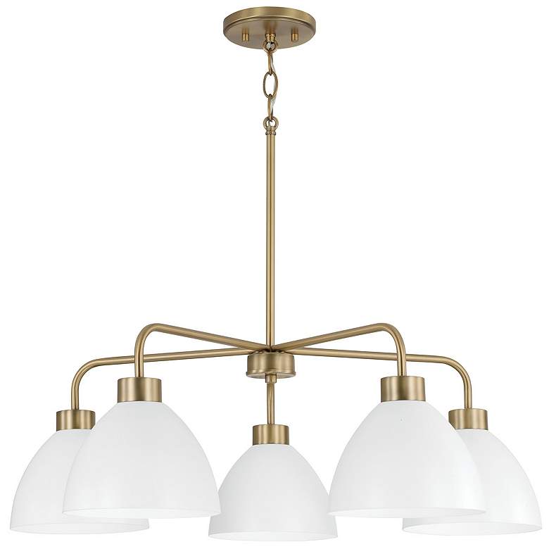 Image 1 HomePlace Lighting Ross 5 Light Chandelier Aged Brass and White