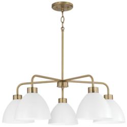 HomePlace Lighting Ross 5 Light Chandelier Aged Brass and White