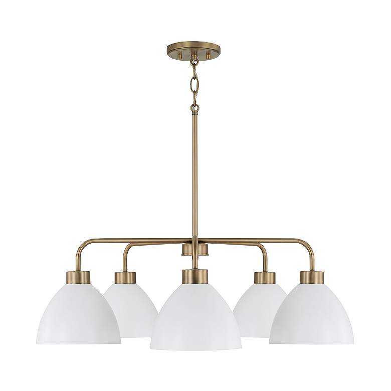 Image 4 HomePlace Lighting Ross 5 Light Chandelier Aged Brass and White more views