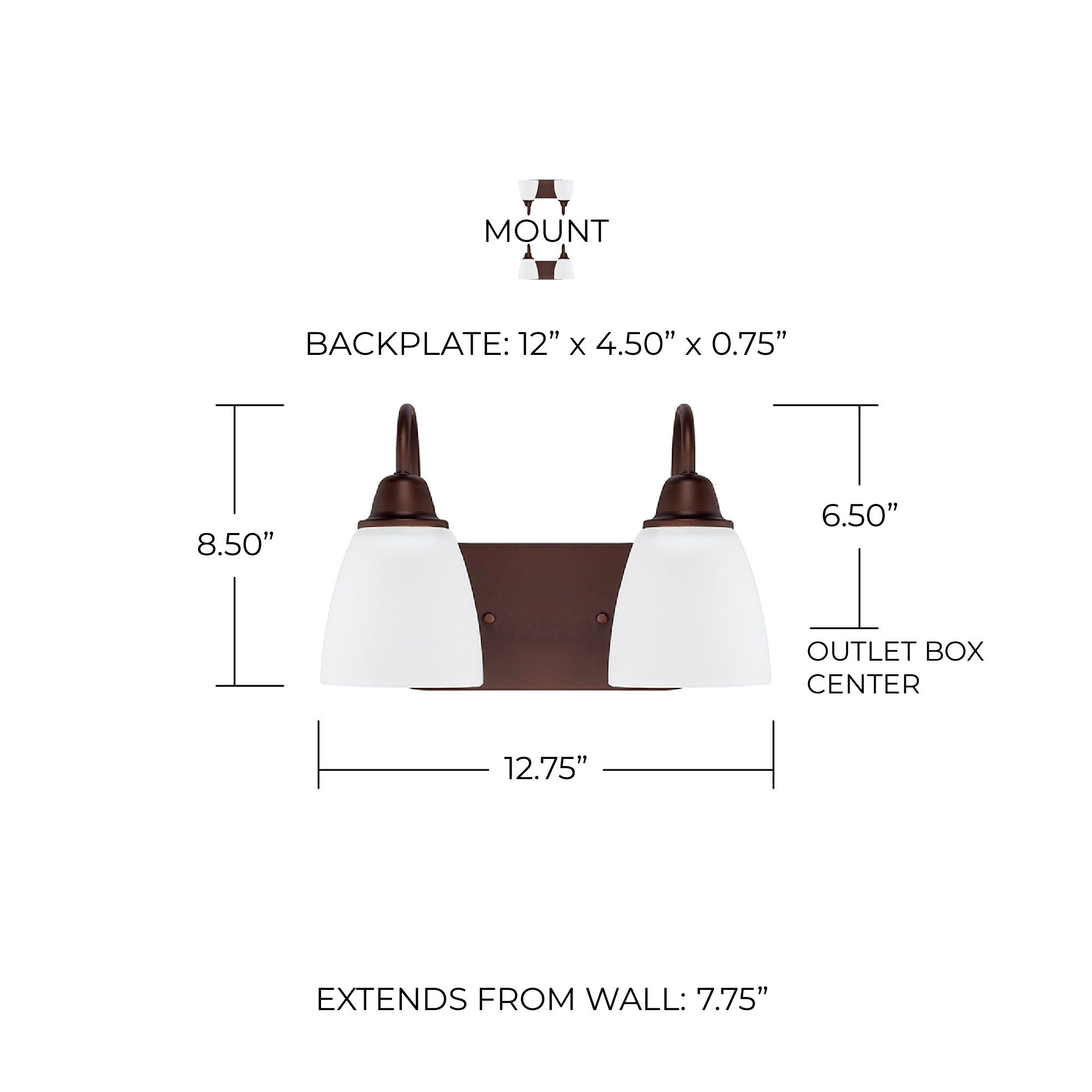 Image 2 HomePlace Lighting Trenton 2 Light Vanity 12.75" Bronze more views
