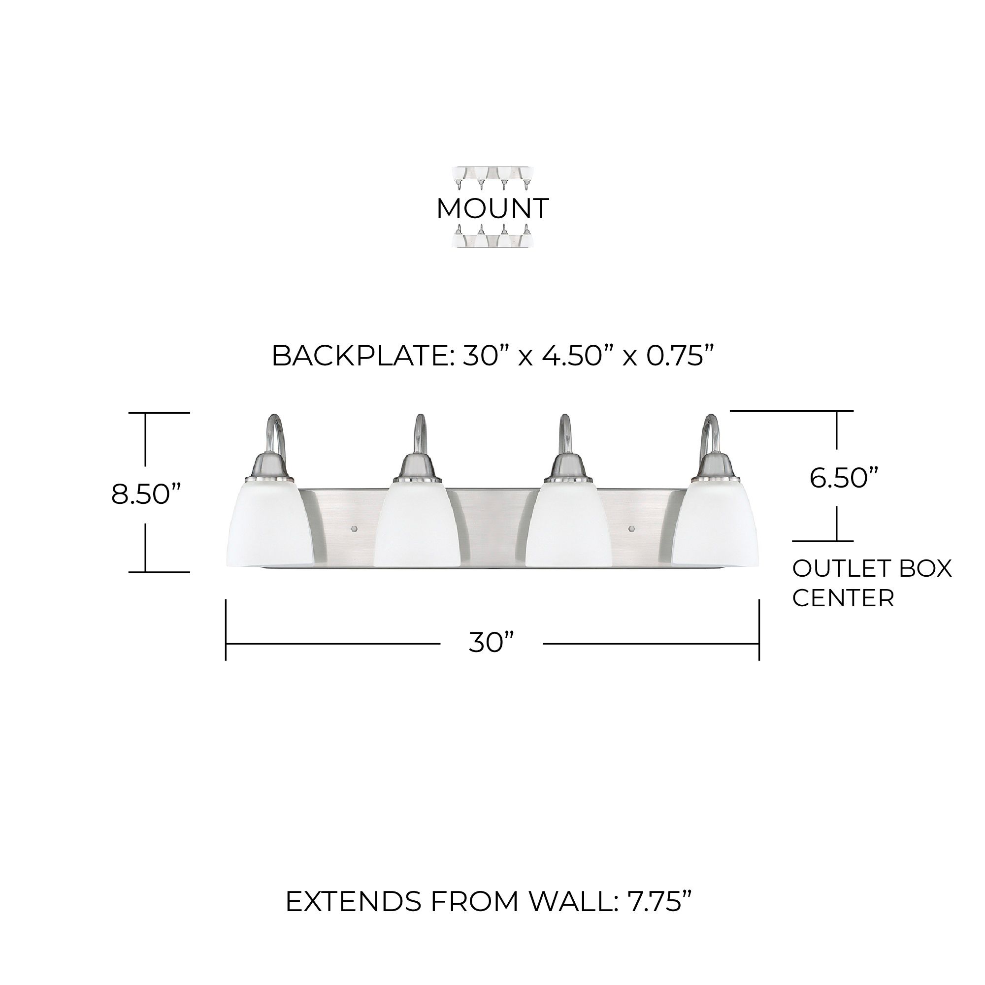Image 2 HomePlace Lighting Trenton 4 Lig Vanity 30" Brushed Nickel more views