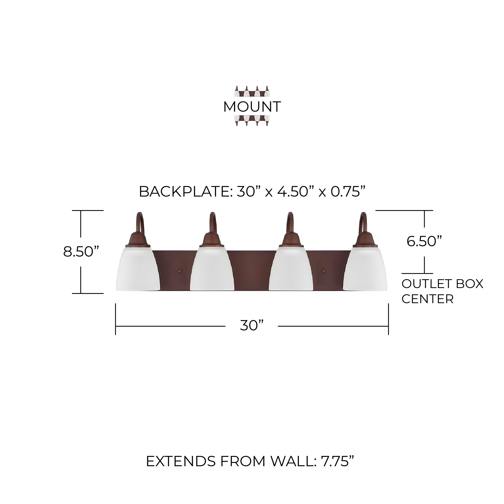 Image 2 HomePlace Lighting Trenton 4 Light Vanity Bronze more views