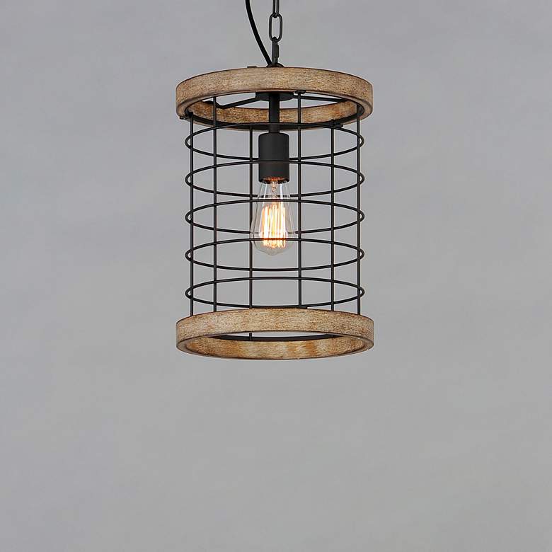 Image 3 Homestead 1 Light 10" Wide Driftwood/Black Pendant Light more views