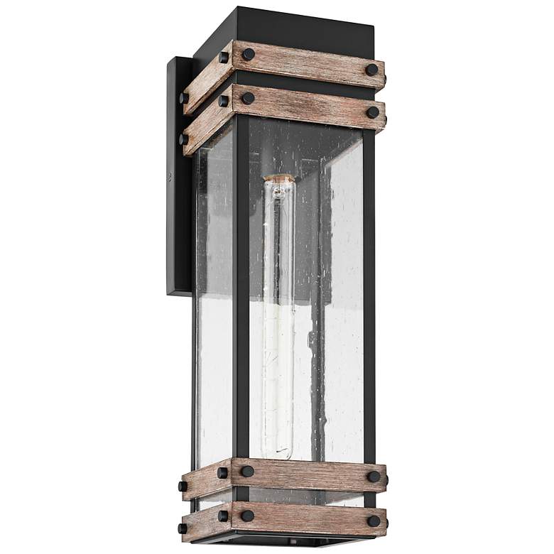 Image 2 Homestead 18 3/4"H Matte Black and Wood Outdoor Wall Light