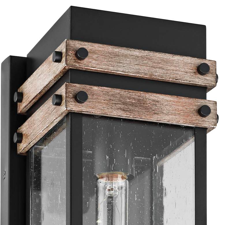 Image 3 Homestead 18 3/4"H Matte Black and Wood Outdoor Wall Light more views