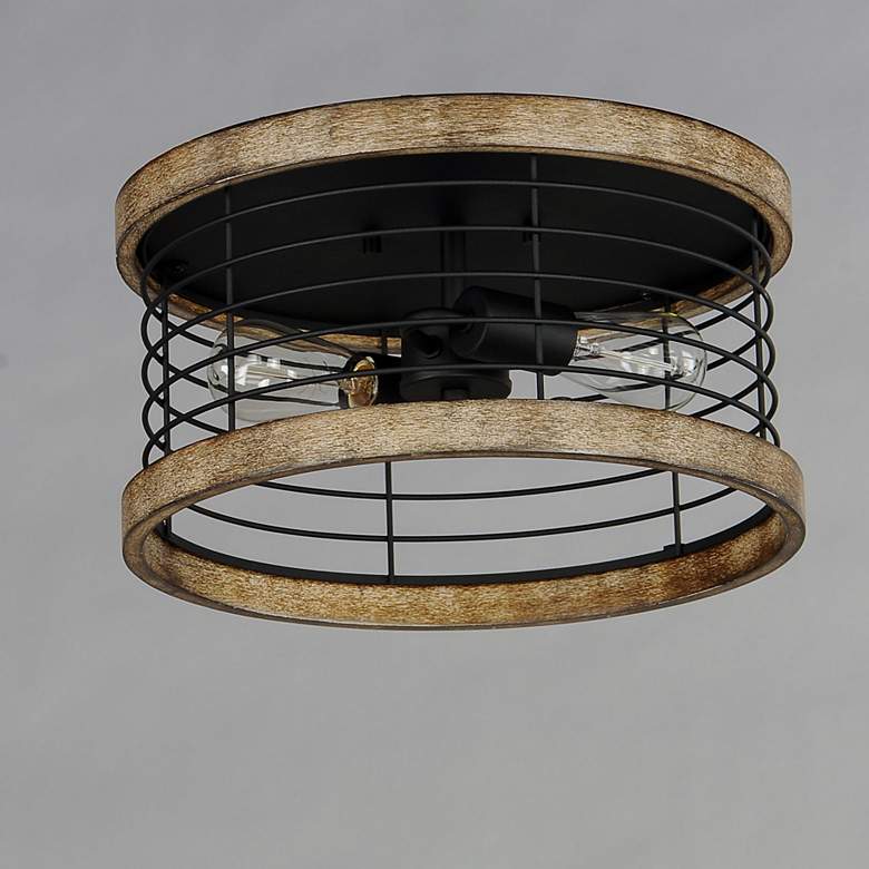 Image 2 Homestead 2-Light 15" Wide Driftwood/Black Semi-Flush Mount Light more views