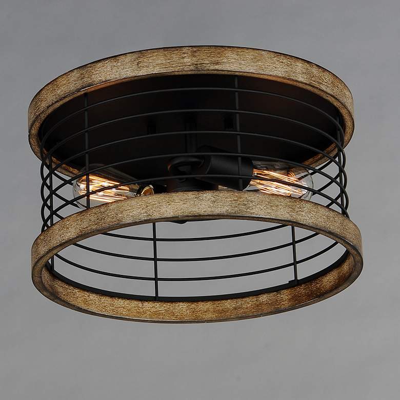 Image 4 Homestead 2-Light 15" Wide Driftwood/Black Semi-Flush Mount Light more views