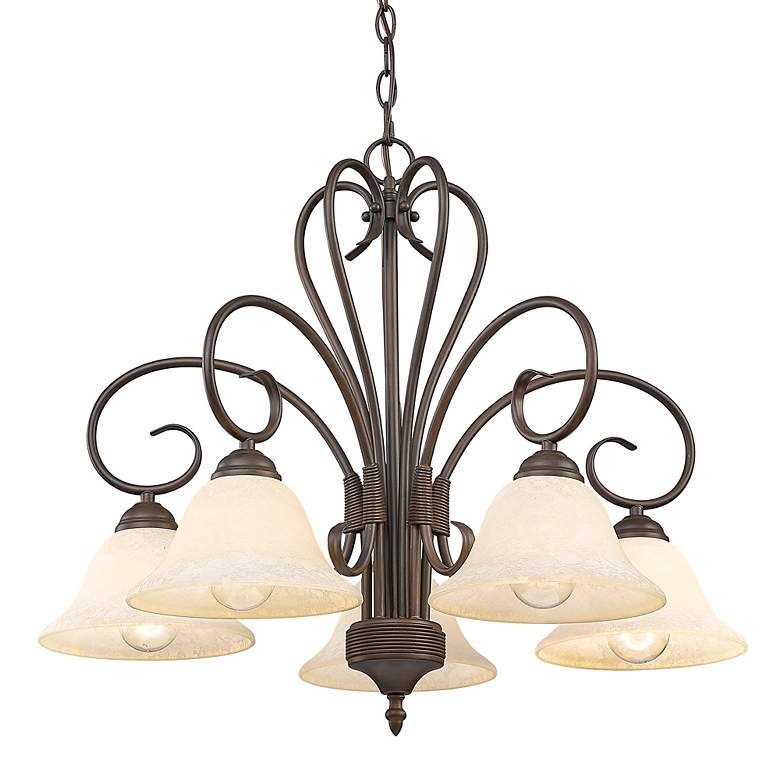 Image 4 Homestead 25 1/4 inch Rubbed Bronze 5-Light Chandelier With Tea Stone Glas more views