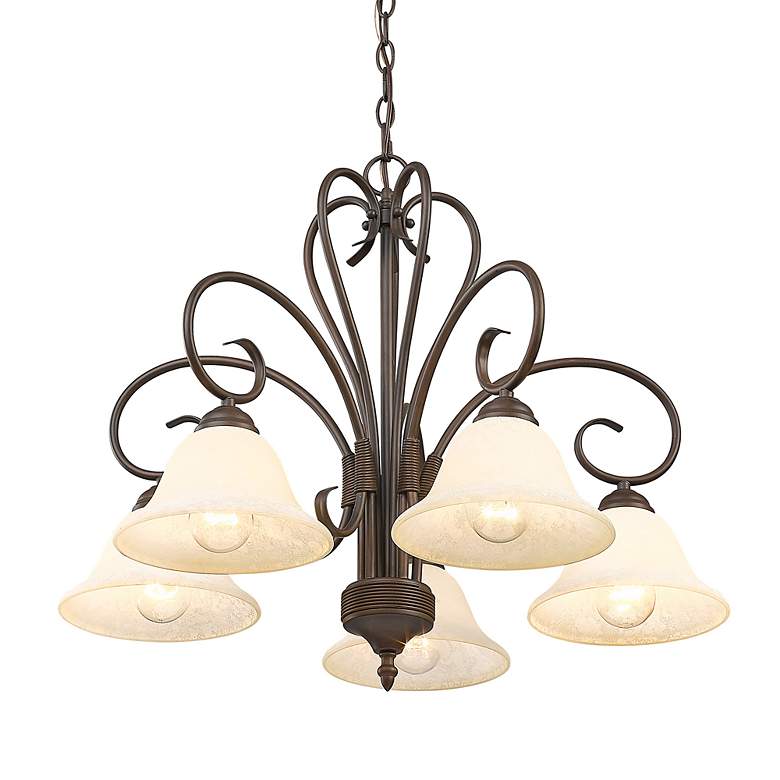 Image 5 Homestead 25 1/4 inch Rubbed Bronze 5-Light Chandelier With Tea Stone Glas more views