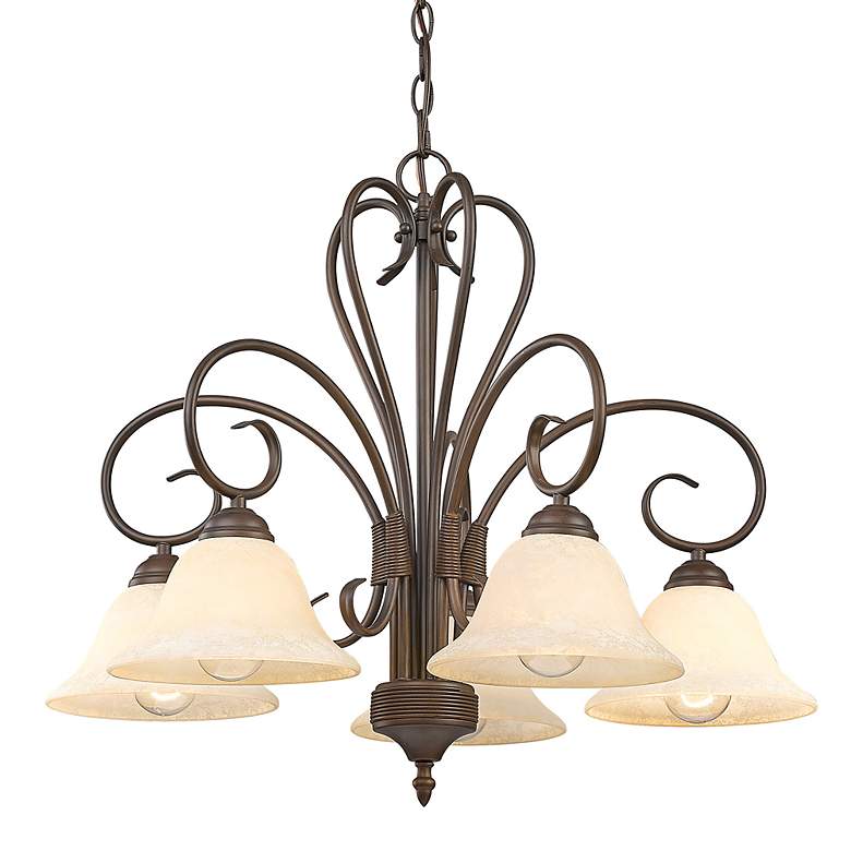Image 6 Homestead 25 1/4 inch Rubbed Bronze 5-Light Chandelier With Tea Stone Glas more views
