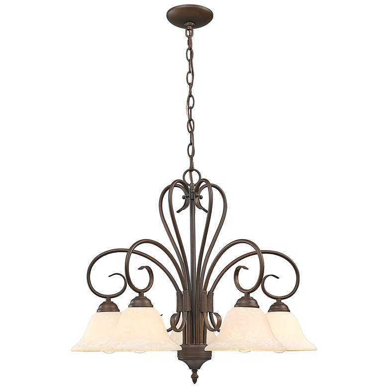 Image 7 Homestead 25 1/4 inch Rubbed Bronze 5-Light Chandelier With Tea Stone Glas more views