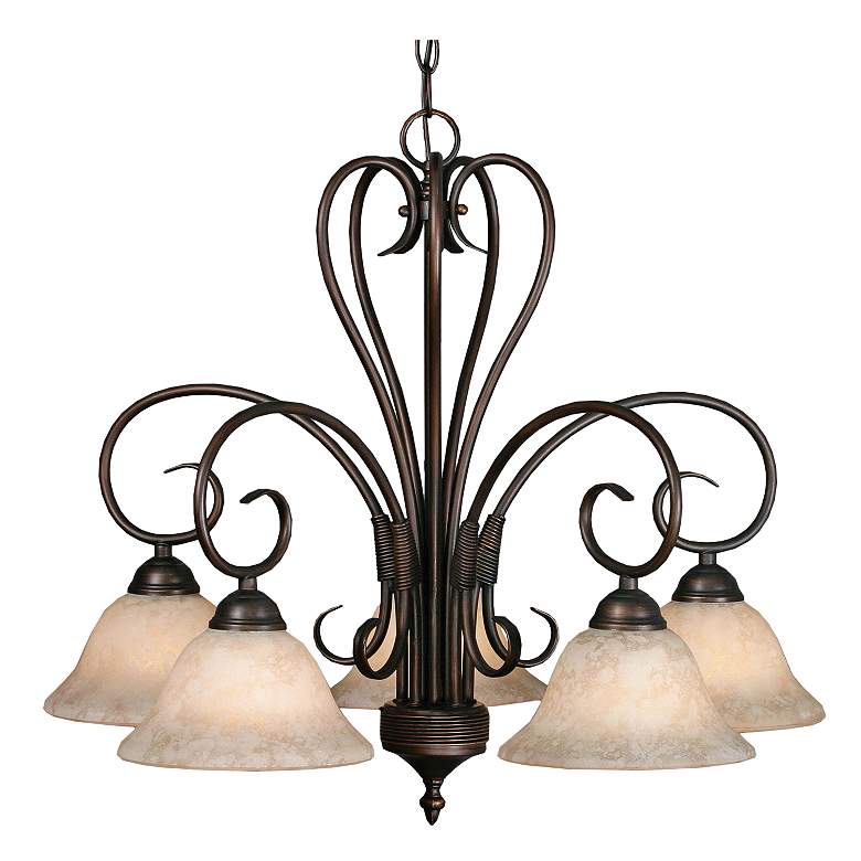 Image 1 Homestead 25 1/4" Wide Rubbed Bronze 5-Light Chandelier