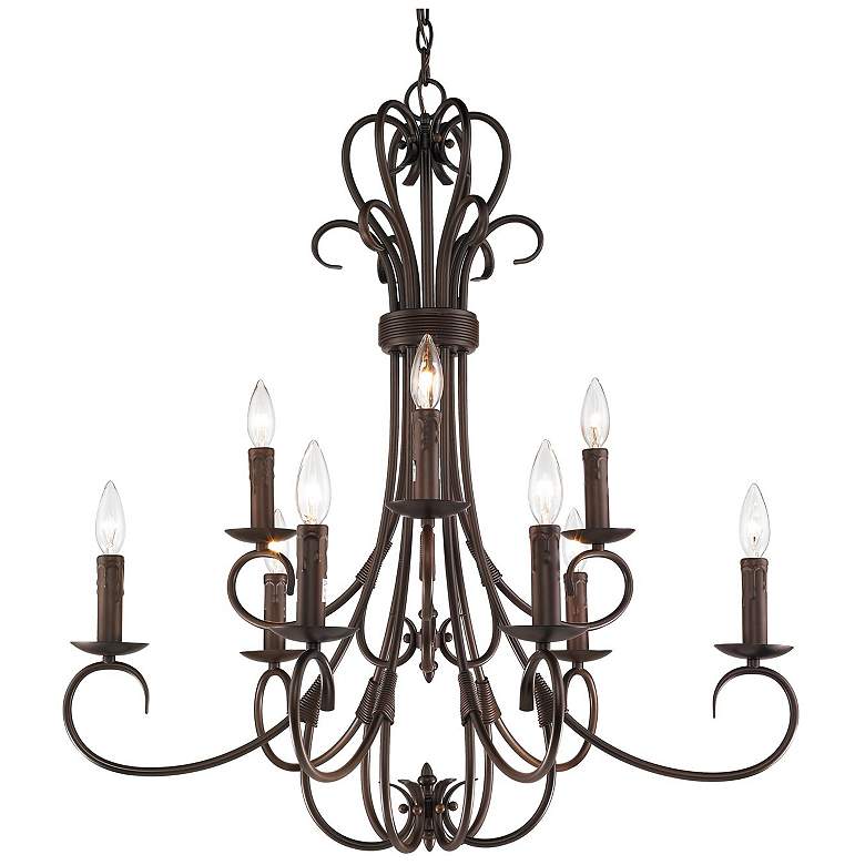 Image 1 Homestead 28 inch Wide Rubbed Bronze 9-Light Chandelier With Drip Candlest