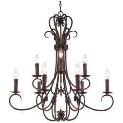 Homestead 28&quot; Wide Rubbed Bronze 9-Light Chandelier With Drip Candlest