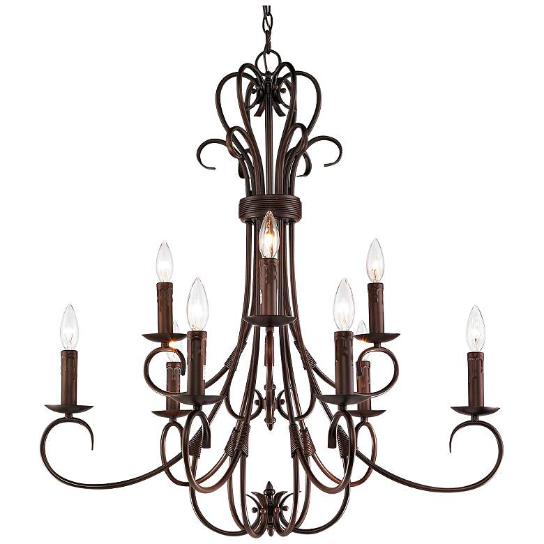 Image 3 Homestead 28"W Oil-Rubbed Bronze 9-Light 2-Tier Chandelier