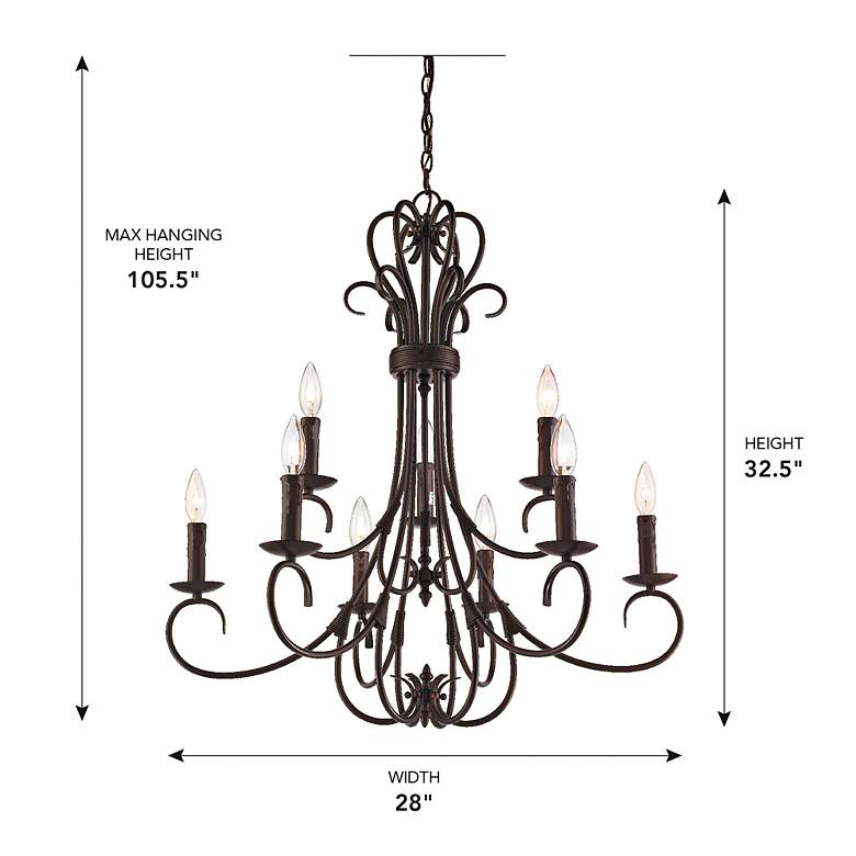 Image 6 Homestead 28"W Oil-Rubbed Bronze 9-Light 2-Tier Chandelier more views