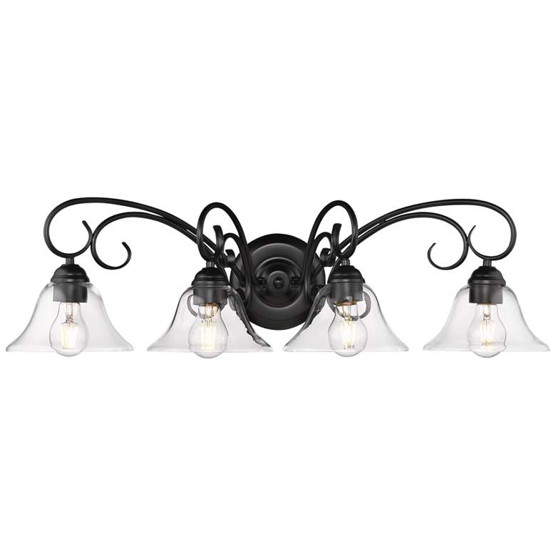 Image 1 Homestead 32" Wide 4-Light Vanity Light in Matte Black with Clear Glas